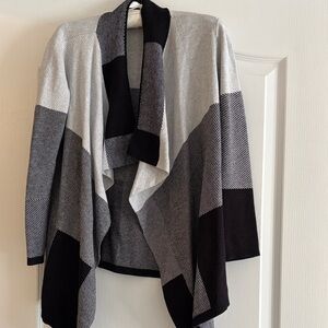 Chaus Black and Gray Colorblock Cardigan